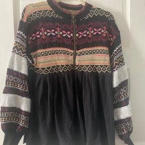 Free people half zip babydoll sweater